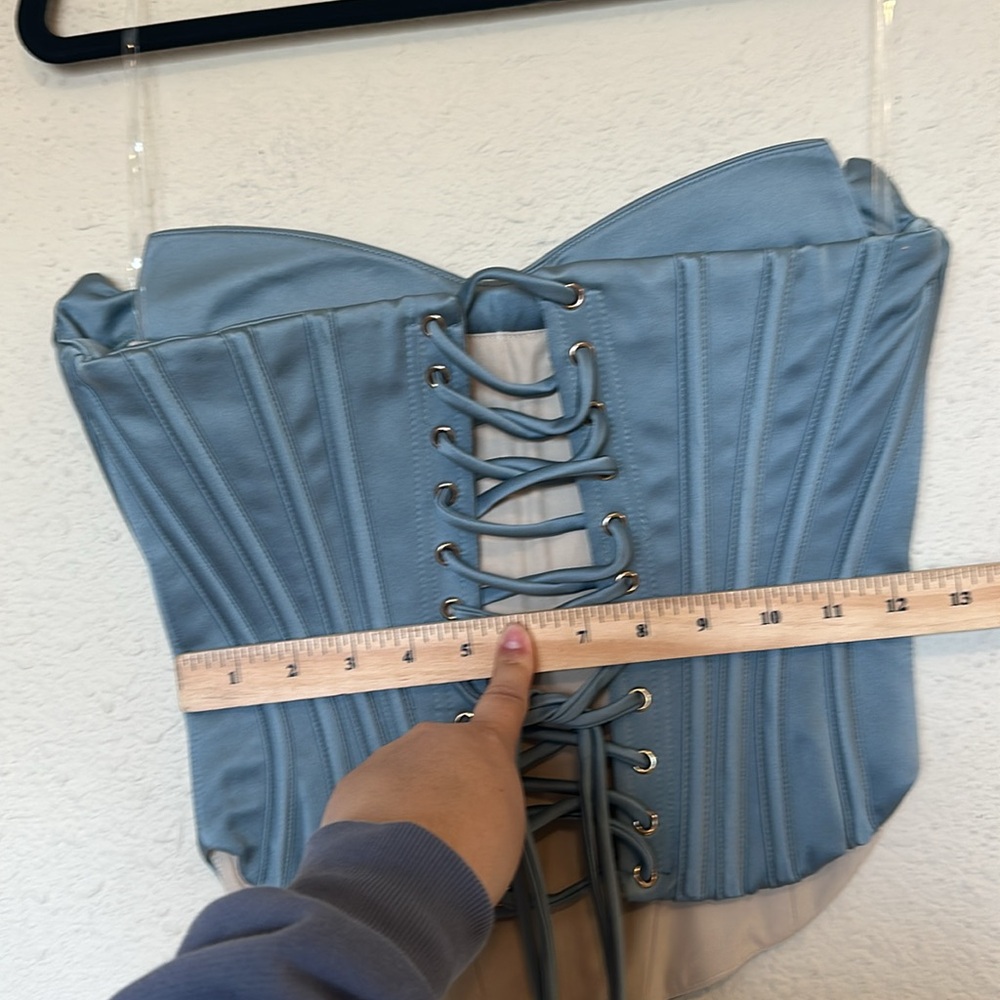 House of CB Set Nastassia & Amadi Cool Blue Embellished Satin corset Maxi sz XS - Picture 7 of 17